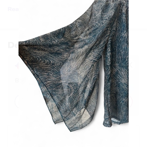 Dorothy Perkins Sheer Blue Patterned Top - Picture 3 of 5